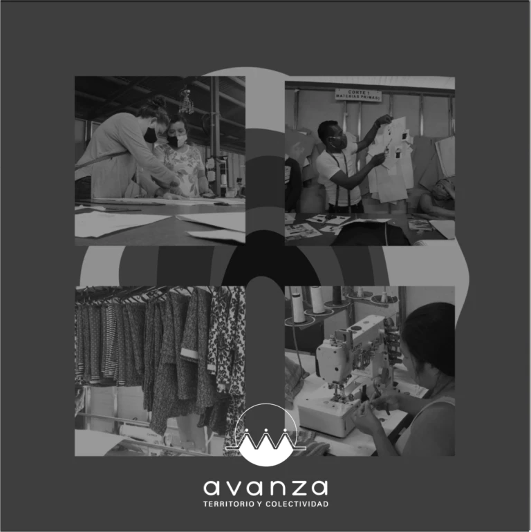 Collage de producción textil de Avanza Territorio y Colectividad